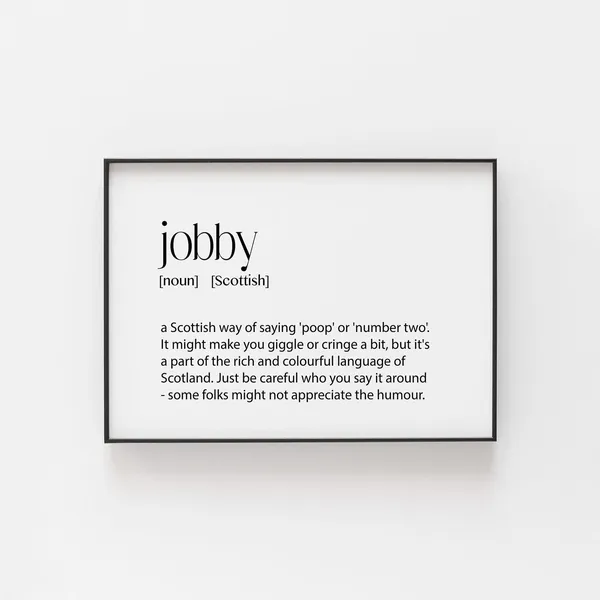 Scottish Jobby Definition Print, Minimalist Bathroom Art