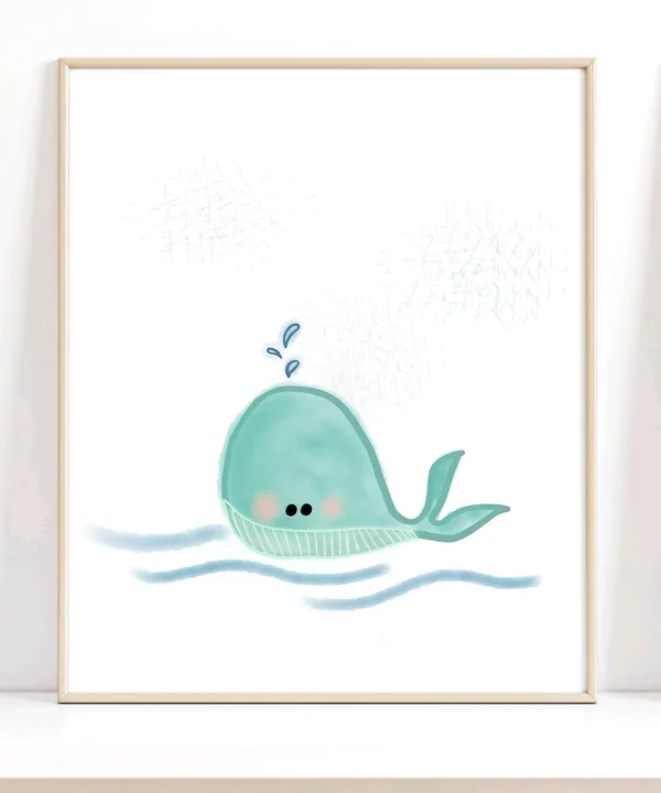 Baby Whale Print, Ocean Nursery Wall Art