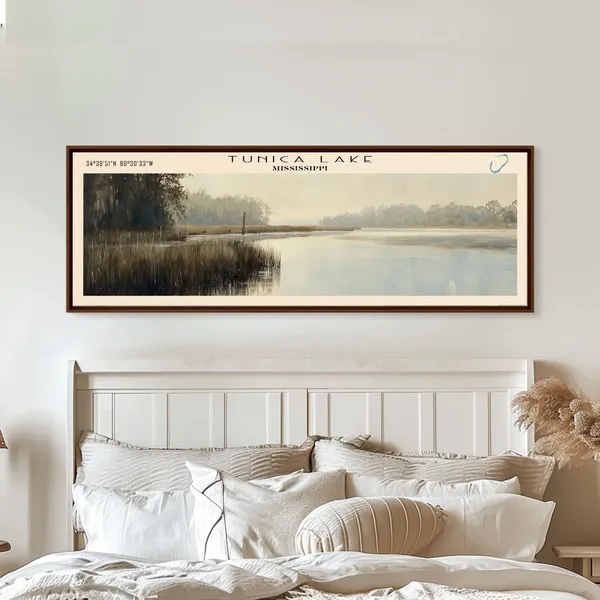 Tunica Lake Mississippi Travel Poster, Lake House Decor