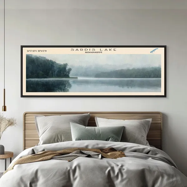 Sardis Lake Mississippi Travel Poster, Lake Scene