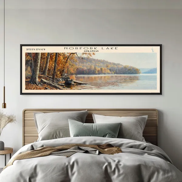 Norfork Lake Arkansas Travel Poster, Landscape Print