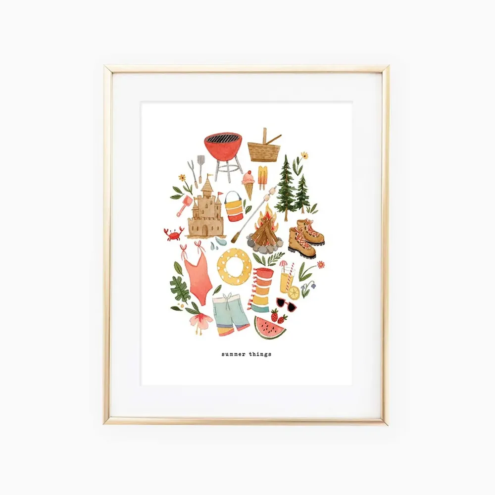 Watercolor Summer Things Art Print