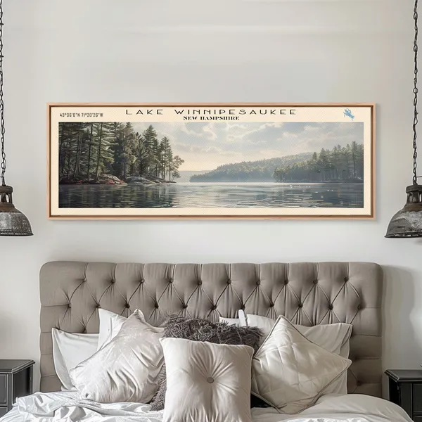 Lake Winnipesaukee Travel Poster, Lake House Decor