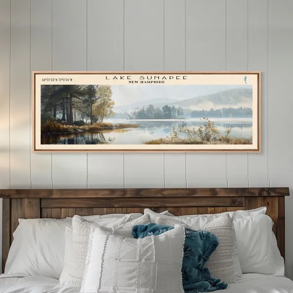 Lake Sunapee New Hampshire Travel Poster, Landscape Print