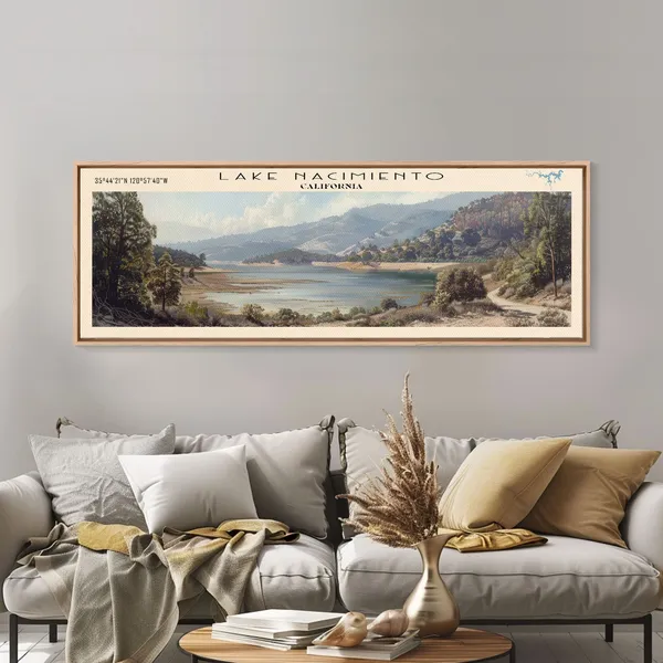Lake Nacimiento California Travel Poster, Landscape