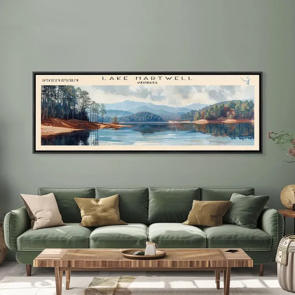Lake Hartwell Georgia Travel Poster, Lake House Decor