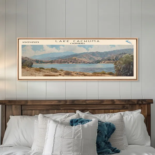 Lake Cachuma California Travel Poster, Lake House Decor
