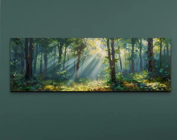 Foggy Pine Forest - Panoramic Wall Art