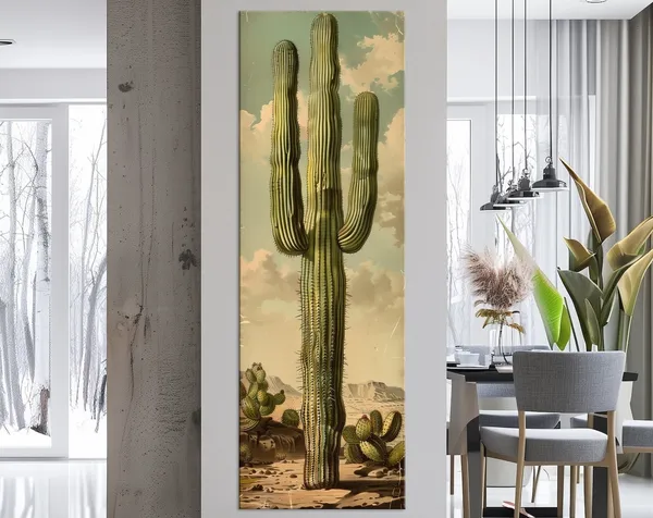 Giant Cactus Retro Botanical Art Print, Southwest