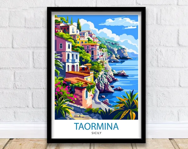 Taormina Sicily Travel Poster, Italian Place Print