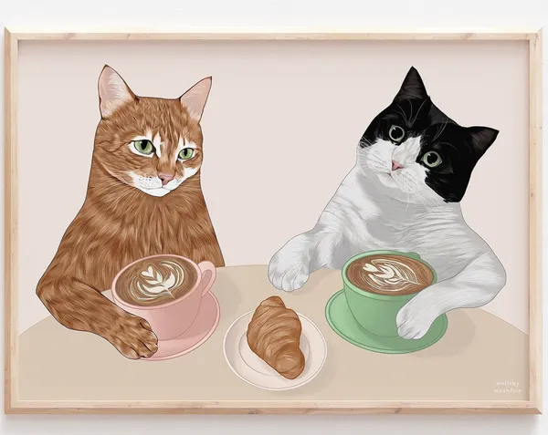 Coffee Cats Funny Cat Print, Best Friend Gift