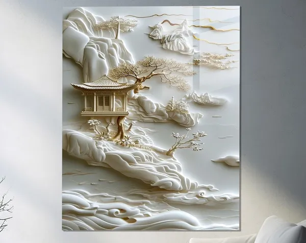 Japan Cloud Floral Design Art Print, Travel Decor