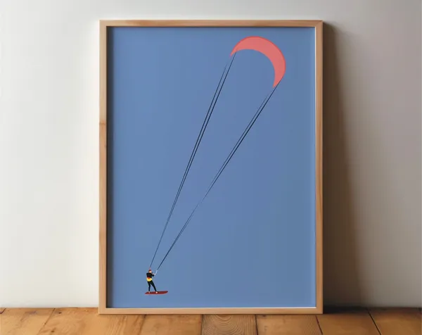 Kitesurfer Sports Poster Art Print, Modern Surfer