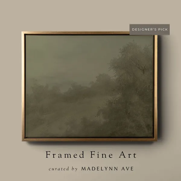 Muted Green Contemporary Landscape Art Print
