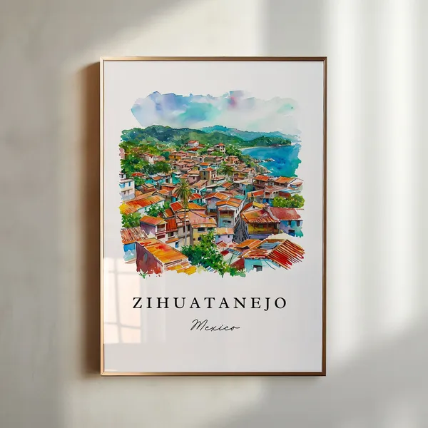 Zihuatanejo Mexico Travel Poster, Custom Text