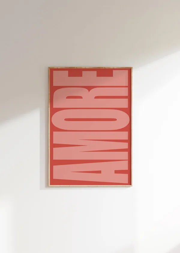 Amore Typography Poster, Retro Italian Love Poster
