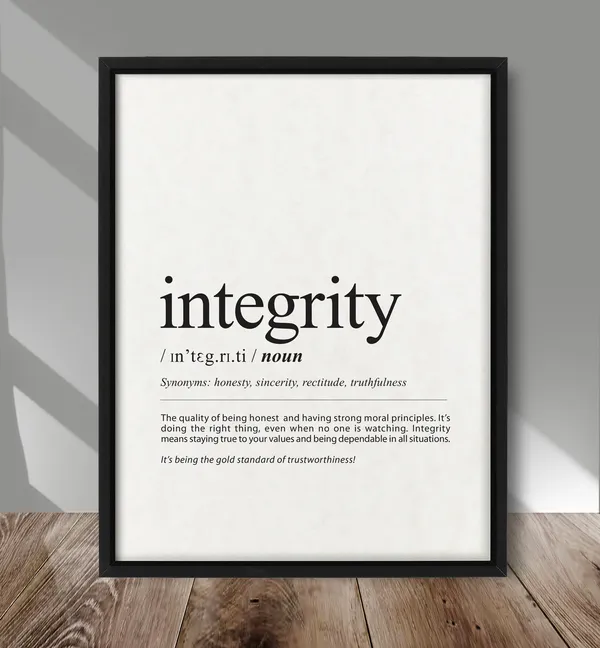 Integrity Definition Poster, Definition Art Print
