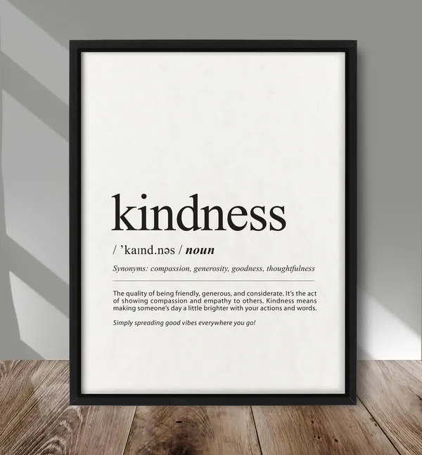 Kindness Definition Art Print, Minimalist Quote