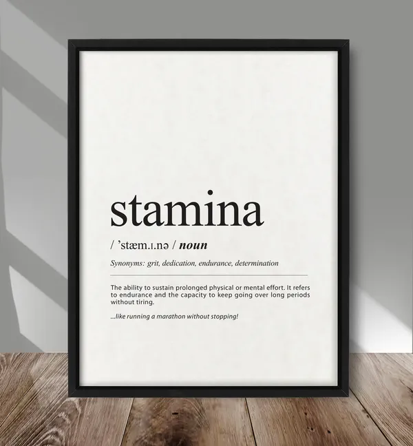 Stamina Definition Art Print, Dictionary Typography Decor