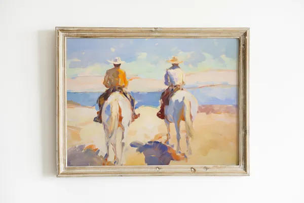 Pastel Western Cowgirl Horse Art Print