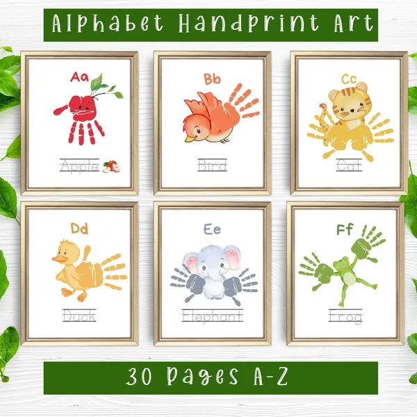Alphabet Handprint Art Craft, Kids Memory Book Print