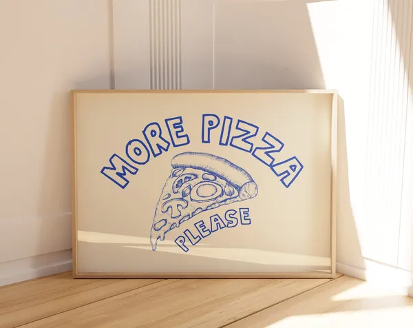 Retro Pizza Art Print, Kitchen Wall Decor