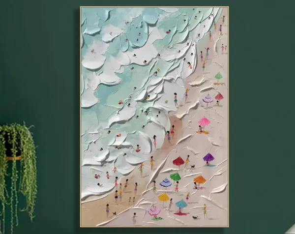 Happy Coast Painting, Summer Coastal Wall Art
