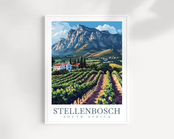 Stellenbosch Travel Poster, South Africa Wall Art