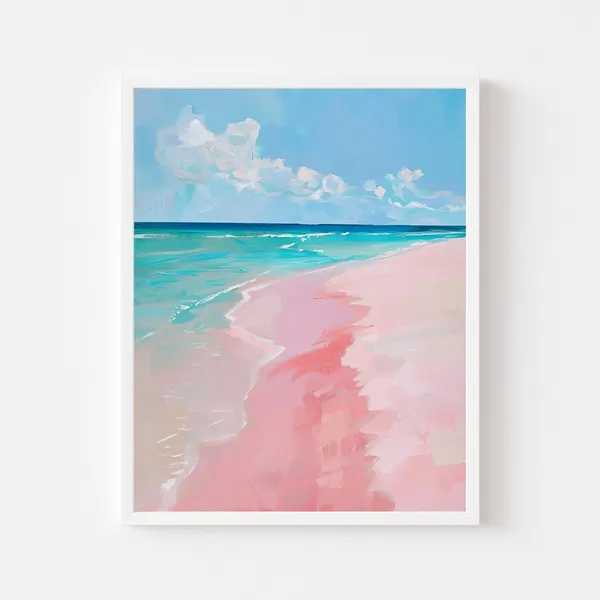Pink Sands Beach Pastel Bahamas Coastal Art Print