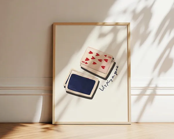 Retro Playing Cards Art Print, Game Room Decor
