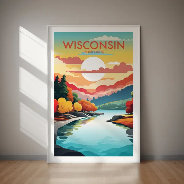 Wisconsin Travel Poster, US State Art Print