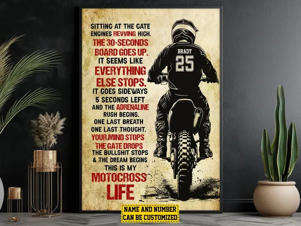 Motocross Life Personalized Poster Print, Custom Gift