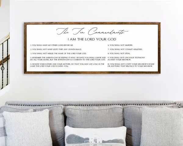 The Ten Commandments Scripture Sign, Christian Wall Art