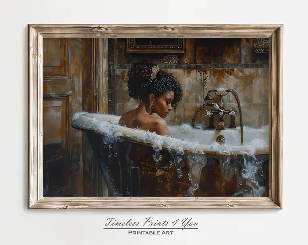 African Bathroom Wall Art for Victorian Black Women