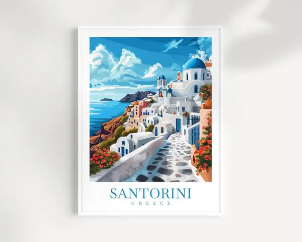 Santorini Travel Print, Aegean Sea Wall Art Print