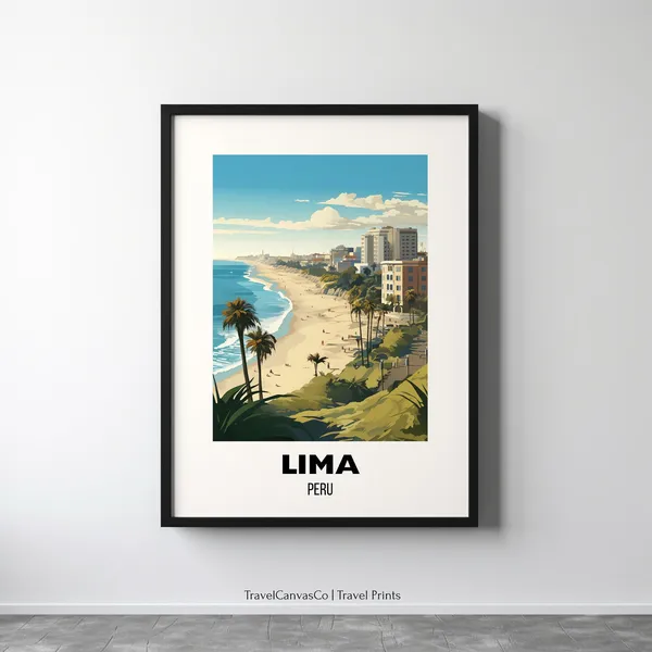 Lima Peru Travel Poster, Latin America Wall Art