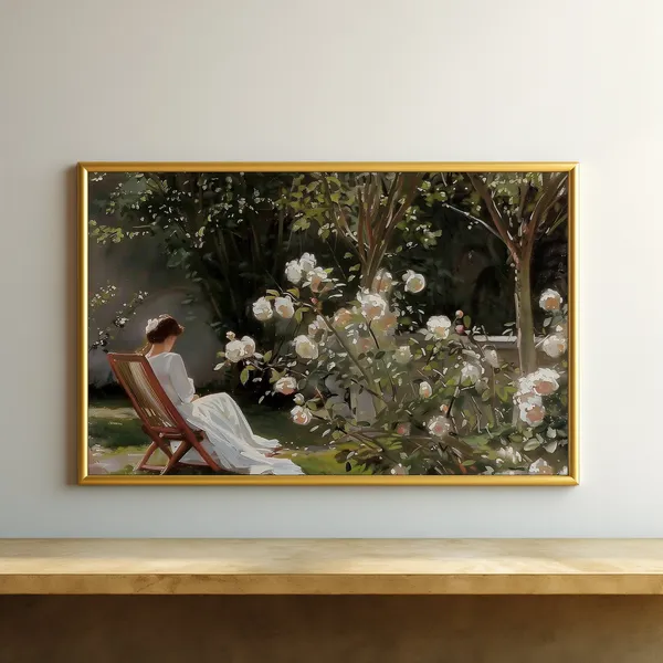 French Country Garden Vintage Painting Art Print