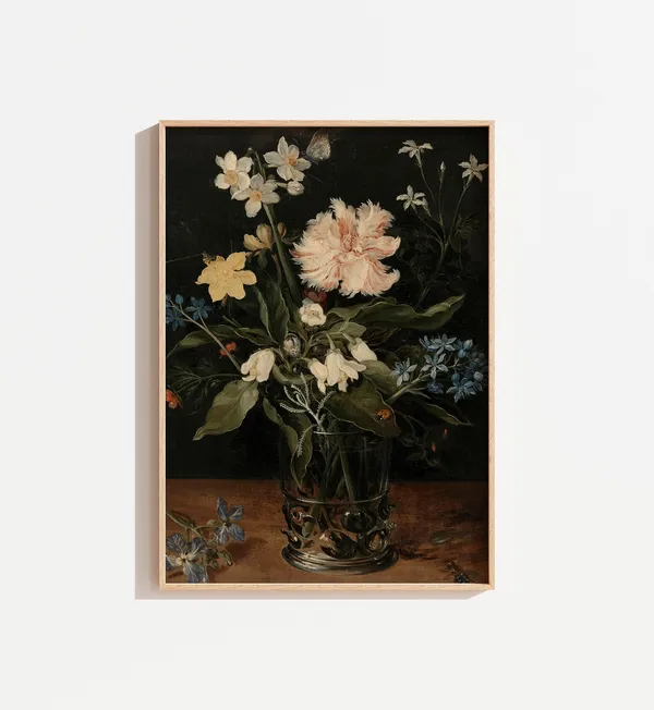 Vintage Moody Still Life Flower Vase Art Print