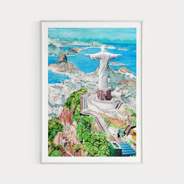 Rio De Janeiro Cityscape Art Print, Brazil Decor