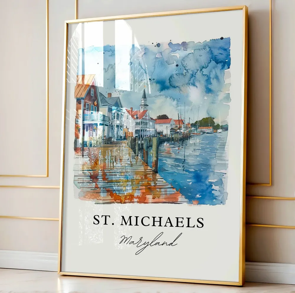 St Michaels Md Watercolor Travel Poster, Housewarming - Image 4
