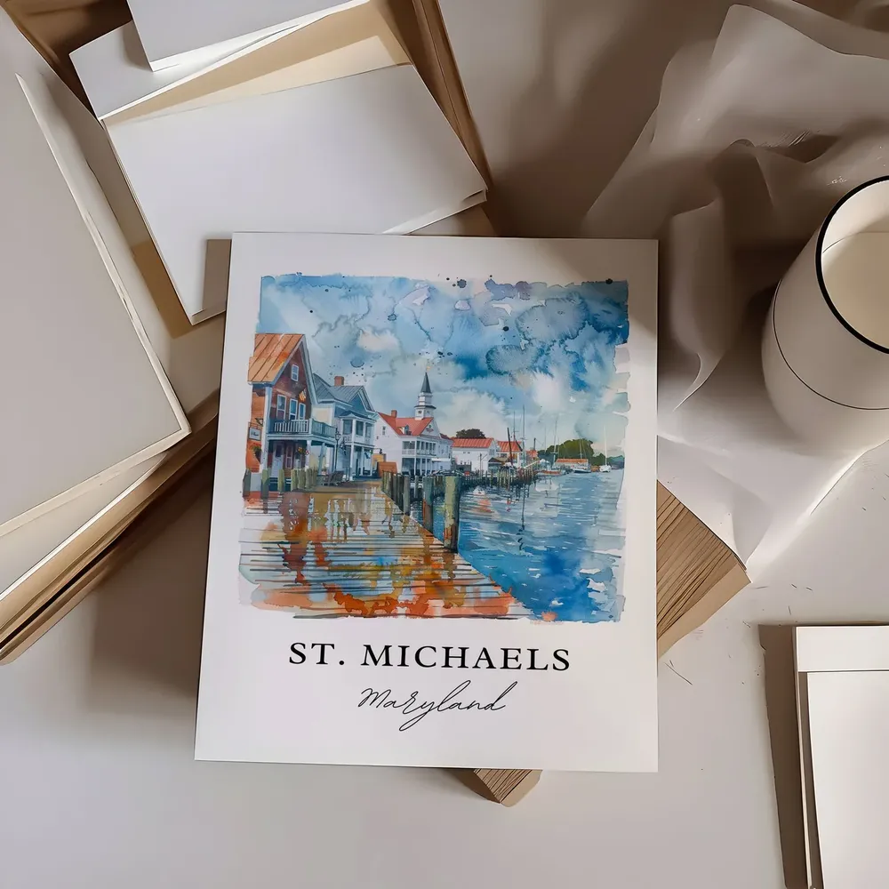 St Michaels Md Watercolor Travel Poster, Housewarming - Image 6