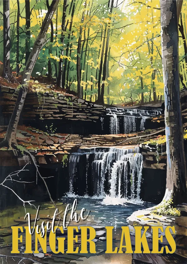 Finger Lakes Vintage Travel Poster, New York