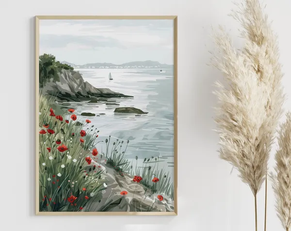 Sea View Boho Coastal Landscape Art Print