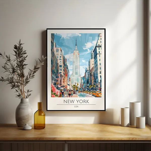 New York City Watercolour Style Travel Poster Print