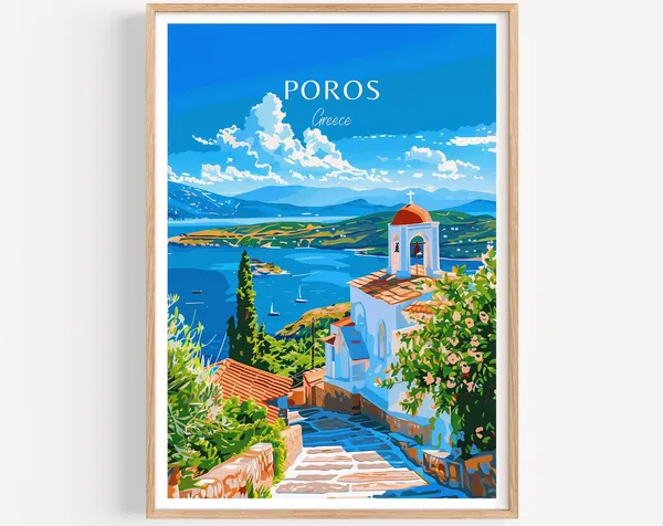 Poros Travel Poster, Greece Art Print