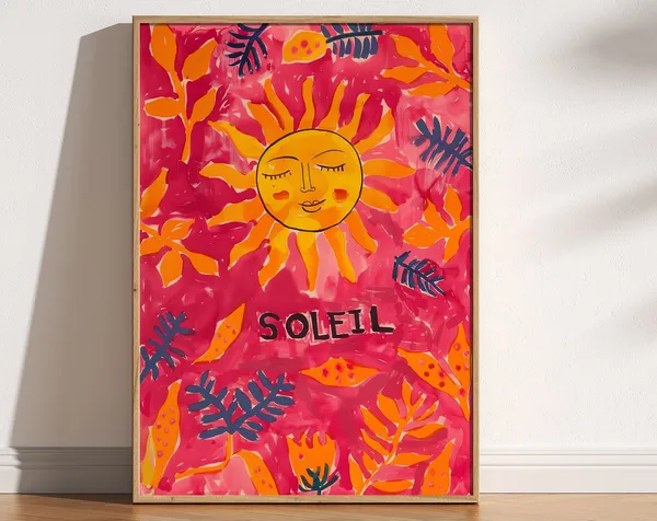 Soleil Retro Sun Poster, Boho Contemporary Decor