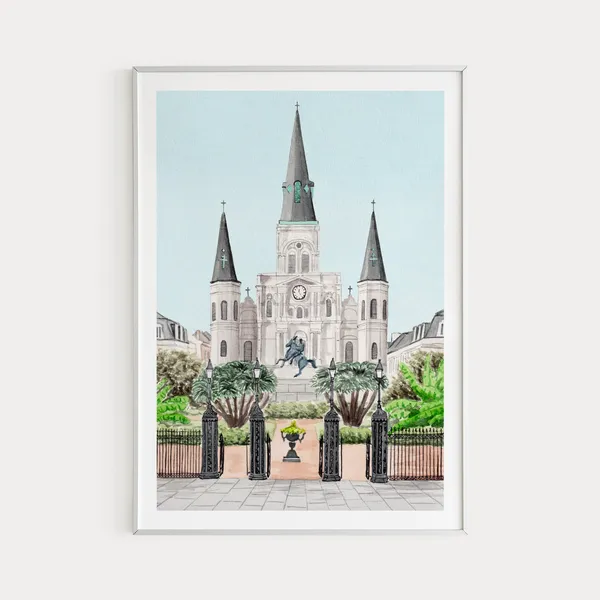 New Orleans Watercolor Print, St Louis Cathedral
