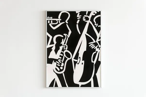 Jazz Poster Art, Maximalist Saxophone Music Poster