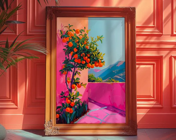 Orange Garden Maximalist Decor Art Print