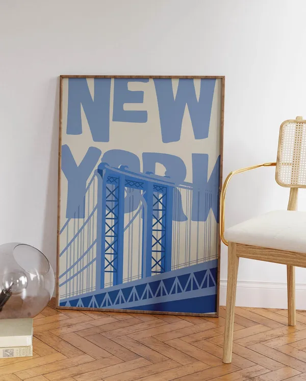 Vintage New York City Poster, Minimalist Travel Print